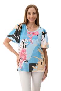 Shirts: King flouce sleeve t-shirt  Aqua