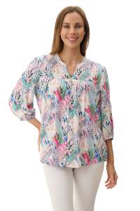 Shirts: Woad 3/4 sleeve shirt Woad Multi