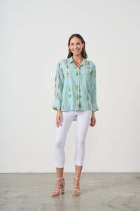 Shirts: Shirt Garden Block Print Wide Cuffs