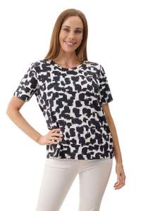 Shirts: Arum print t-shirt Black