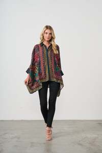 Blouse Oversized Tropical Print  Black