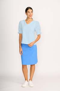 CONTRAST SLEEVES TOP Sky