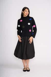 FUNNEL NECK JUMPER Black Multi