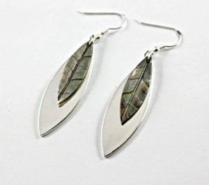Products: Pure Silver Large Double Leaf Earrings