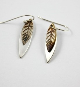 Pure Silver Small Double Leaf Earrings