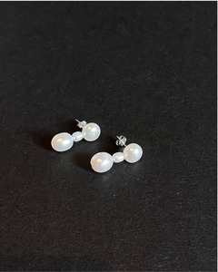 Three White Pearl Drop Earrings