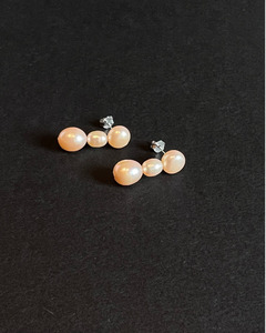 Three Pink Pearl Drop Earrings