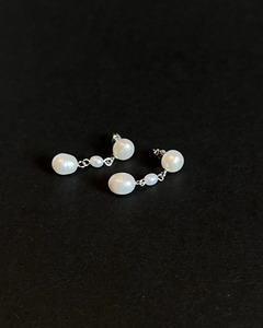 Mini White Pearl Chain Earrings