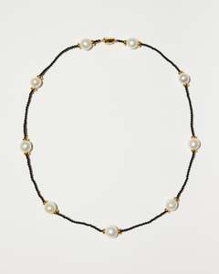 New: Marais Pearl Necklace, Black Onyx