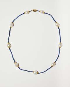New: Marais Pearl Necklace, Blue Lapis