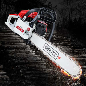 Chainsaw: Giantz Chainsaw Petrol 52CC 20" Bar Commercial E-Start Pruning Chain Saw White,Giantz Chainsaw Petrol 52CC 20" Bar Commercial E-Start Pruning Chain Saw White