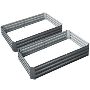 Planter Box: Green Fingers 2x Garden Bed 150x90cm Planter Box Raised Container Galvanised Herb