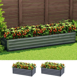 Planter Box: Green Fingers Garden Bed 240X80X45cm Planter Box Raised Container Galvanised Herb
