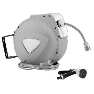 Garden Hose: Water Hose Reel 10M Retractable Auto Rewind Garden Spray Gun