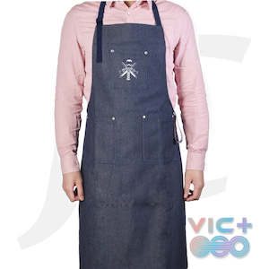 Towel Cape Apron Uniform: VIC+ Jean Apron With Barber Logo Blue J26JAW