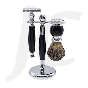 Premium Beard Grooming Kit with Stainless Razor, Brush & Stand J25STA