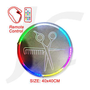 Neon Sign Circle Scissors Comb Simple Style With Remote J35SCN