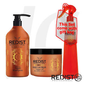 Shampoo Conditioner Treatment: REDIST Argan Shampoo Conditioner Mask Set With Gift Bag 500x2+400ml J14ETG*
