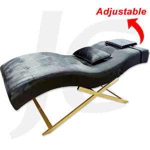 Trolley Chair Station Basin Table: Beauty Bed Curved Shape Black Fabric Gold Frame S-01 J34DFA