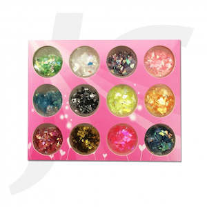 Sequin Glitter Powder: Nail Glitter 12 in 1 Red Box 44510 J85G10