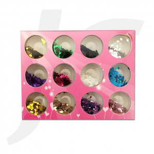 Nail Glitter 12 in 1 Red Box 44507 J85G07