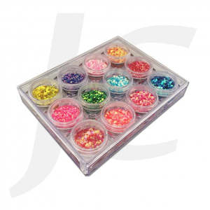 Nail Glitter 12 in 1 Plastic Box Mermaid Premium J85GPB