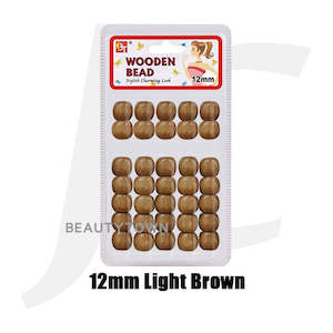 Beauty Town Wooden Braiding Beads 12mm Light Brown J17LB2