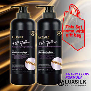 Shampoo Conditioner Treatment: LUXSILK No Yellow Nanoplasty Purple Shampoo Conditioner Set 800mlx2 J16NLT*