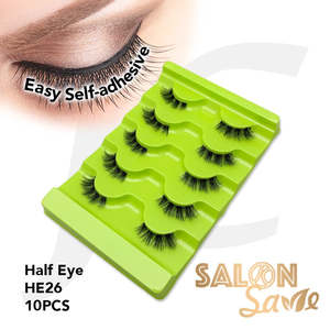 SALON Save Easy Self-adhesive Eyelash Half Eye HE26 10pcs J72HHY*