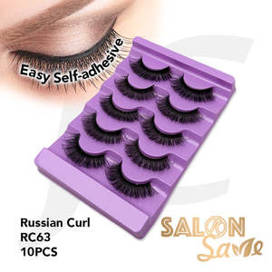 SALON Save Easy Self-adhesive Eyelash Russian Curl RC63 10pcs J72HES*