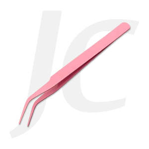 Eyelash Tweezers Accessories: Eyelash Tweezers Basic Curved-tip Pink J73PKU