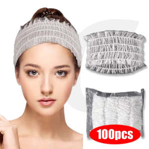 Disposable Elastic Spa Head Wrap Headbands 100pcs Clear J21DBA