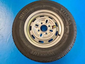 Steel Rims and Spare wheels in Christchurch: 13x4.5 4/108 Steel Rim and 165R13c Tyre - Caravan Wheel, Wheel JCM Direct Tyres