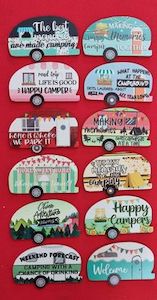 Magnet: Wooden Camper Magnet - Caravan Shape, Magnet JCM Direct Tyres