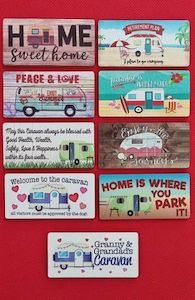 Magnet: Wooden Camper Magnet - Rectangle, Magnet JCM Direct Tyres