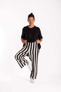 Pants: Jellicoe Wide Leg Pants Black Stripe