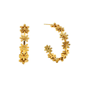 Jewellery: Daisy Hoop Earrings Gold