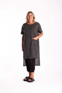 Tunics Deeanne Hobbs: Burke Tunic Black/White Stripe
