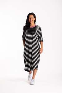 New Arrivals: Simone Dress Black/White Stripe