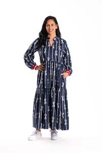 Collar Tiered Dress Bowtied