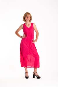 Dress: Brooke Dress Bright Pink - Viscose
