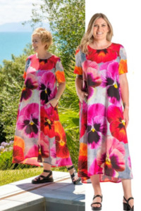 Menaka Dress Lush Pansies - Viscose