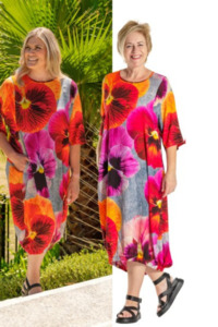 Cooper Dress Lush Pansies - Viscose