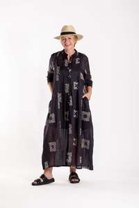 French Me Dress Cream/Black Embroidered