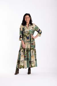 Dresses Jellicoe: Collar Tiered Dress Postage Print