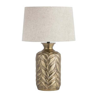 Homeware Lamps Amp Lighting: Metal Brass Table Lamp with Natural Linen Shade