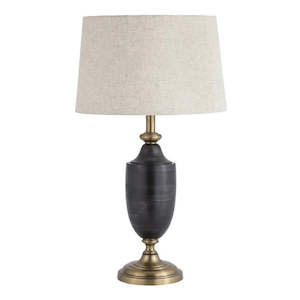 Homeware Lamps Amp Lighting: Metal & Black Wood Table Lamp with Natural Shade