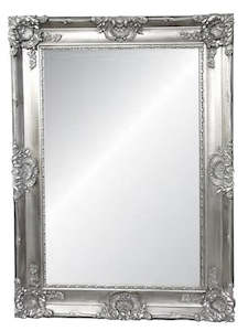 Ornate Bevelled Mirror in Antique Silver Medium