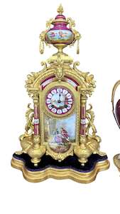 Vintage: Antique French Gilt and Porcelain Clock