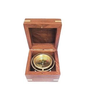 Mens: Compass Gimbaled in Wooden Box